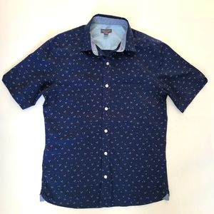 Van Hausen Men's Navy Blue Short Sleeves Button Up Shirt - Size Small